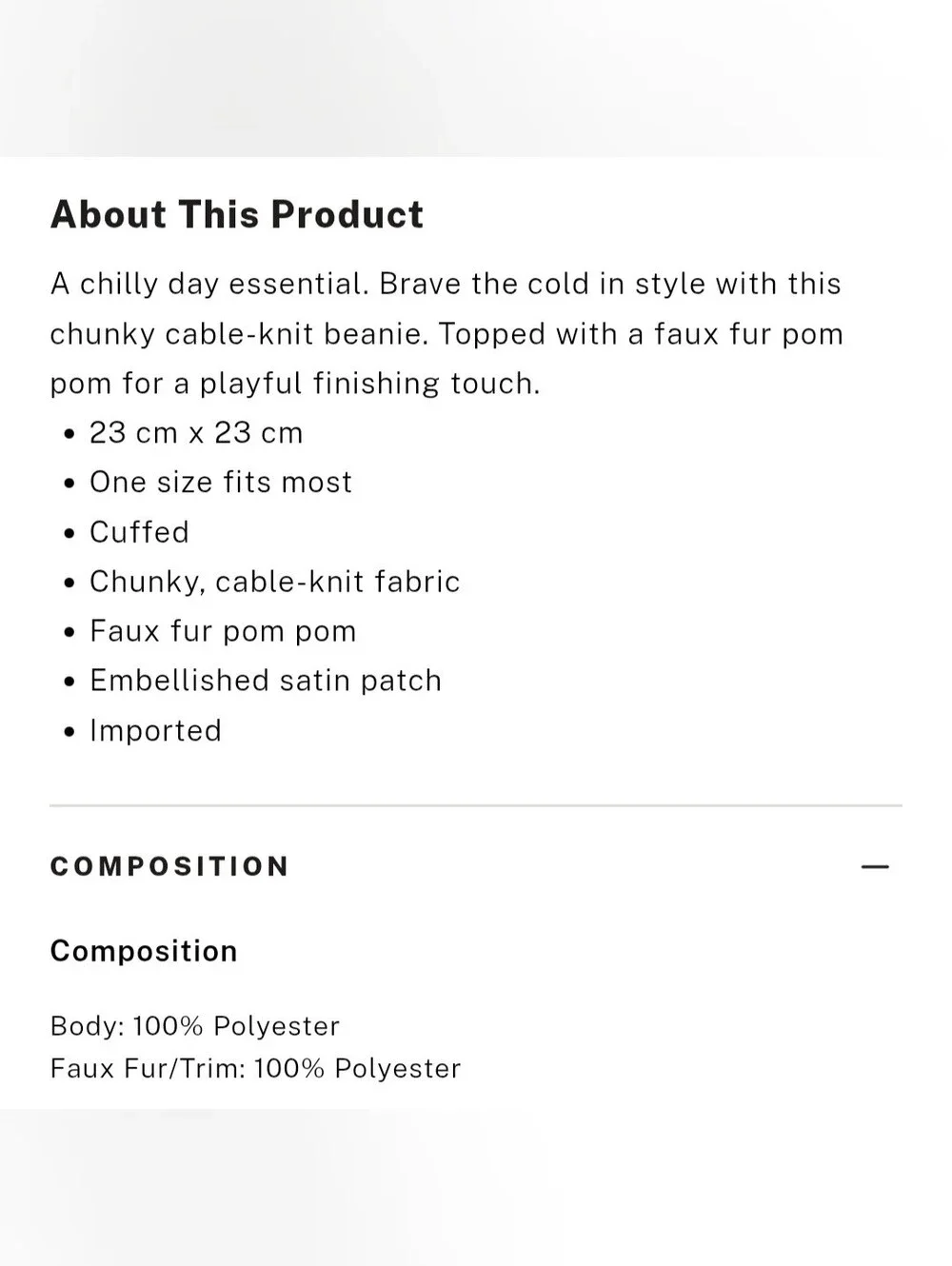 Victoria's Secret Cozy Cable-knit Pom Baenie